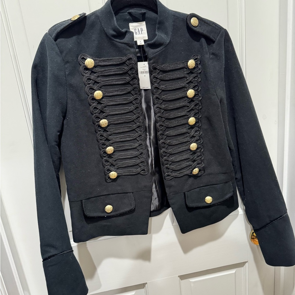 GAP Women's Black Blazer with Gold Buttons